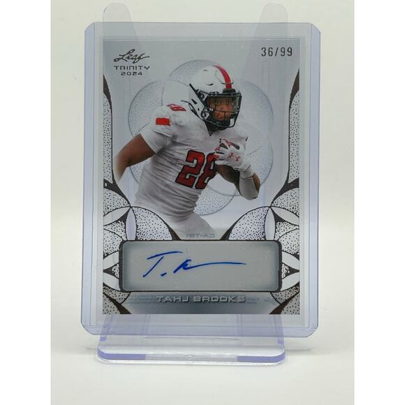 2024 Leaf Trinity Football Tahj Brooks Brinze Acetate Auto 36/99 SP Bengals RB - Picture 1 of 2